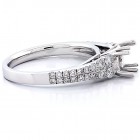 0.58 cts two rows of diamonds,four double prongs, Engagment Ring Setting , 18k White gold 